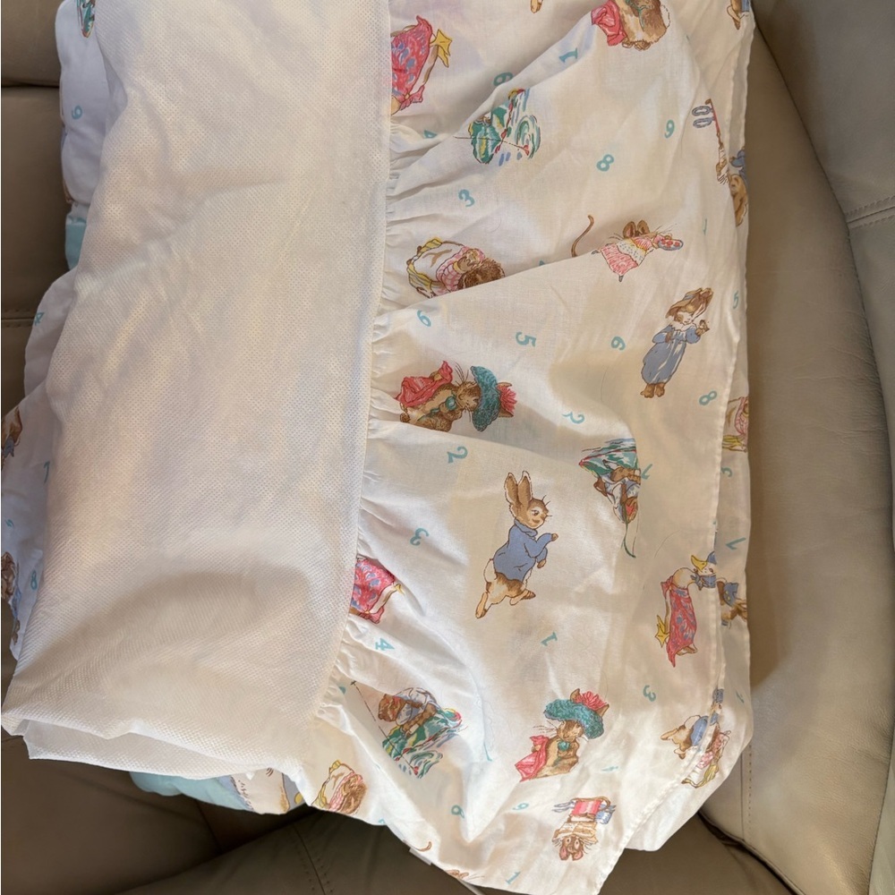 Vintage Beatrix Potter Quiltex Baby Quilt, crib sheet, crib ruffle rare 90’s Y2K - Picture 15 of 16